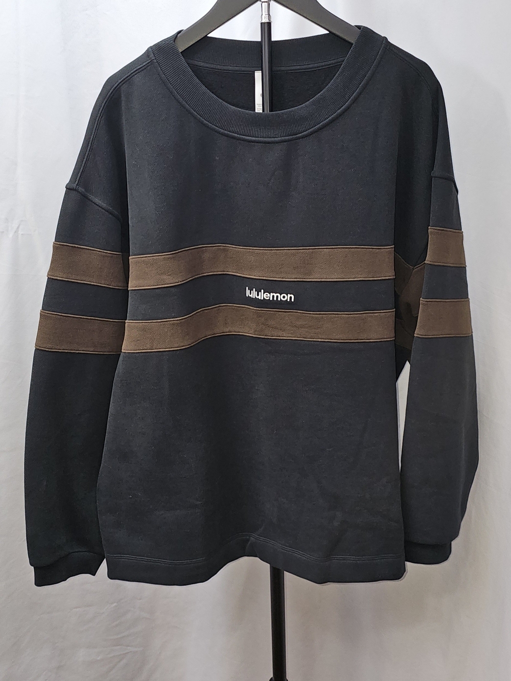 Lululemon NWT Steady State Oversized Pullover Stripe Black Walnut Crunch Large